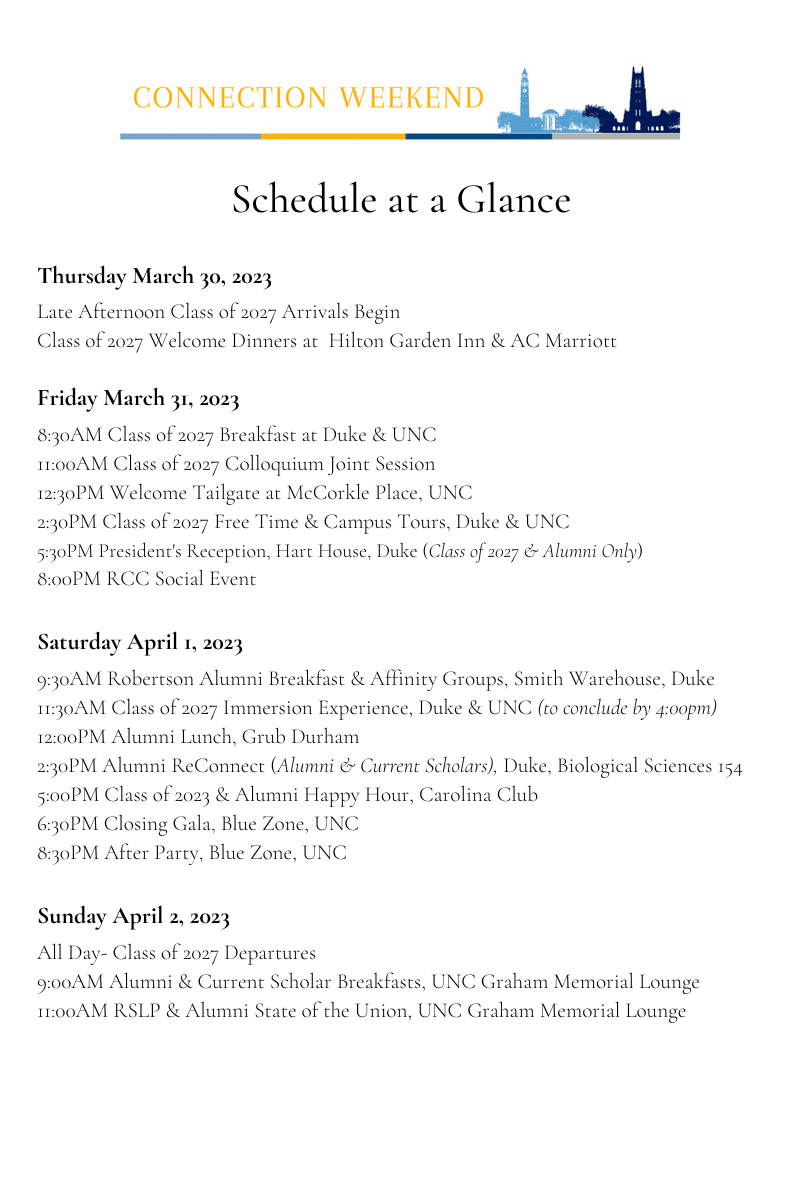 Connection Weekend Schedule At A Glance (2)